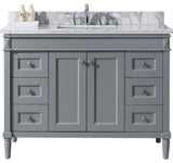 Tiffany 48" Single Bathroom Vanity, Gray with Marble Top and Square Sink