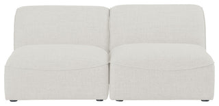 Miramar Linen Textured Fabric Upholstered 2-Piece Modular Sofa, Cream