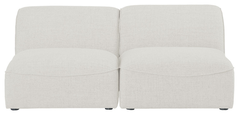 Miramar Linen Textured Fabric Upholstered 2-Piece Modular Sofa, Cream