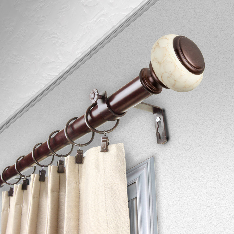 Hadley 1" Diameter Curtain Rod, Bronze, 120-170"