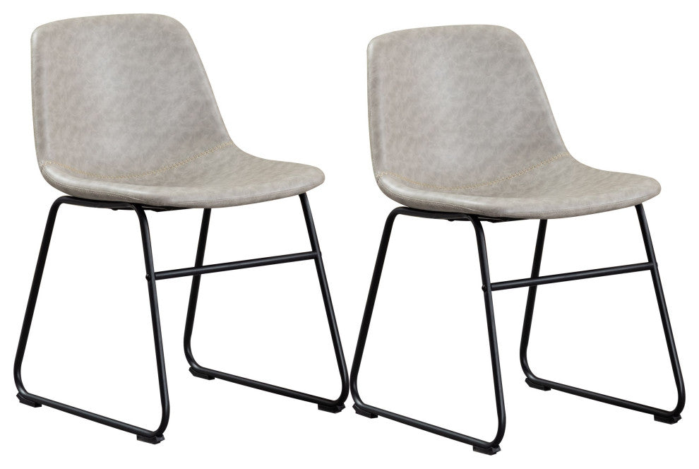 Home Beyond Synthetic Leather Dining Chairs Armless, Set of 2, Gray