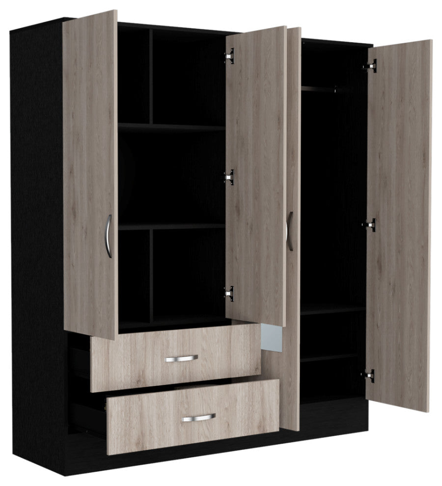 Armoire Ron, Bedroom, Black / Light Gray