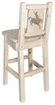 Homestead Bar Stool With Back, With Laser Engraved Bronc, Clear Lacquer Finish