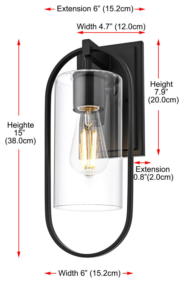 Home Living 6" Outdoor Wall Sconce, Black