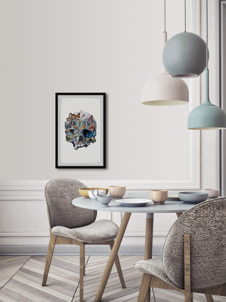 "Magnificent Butterfly Skull" Framed Painting Print, 12"x18"