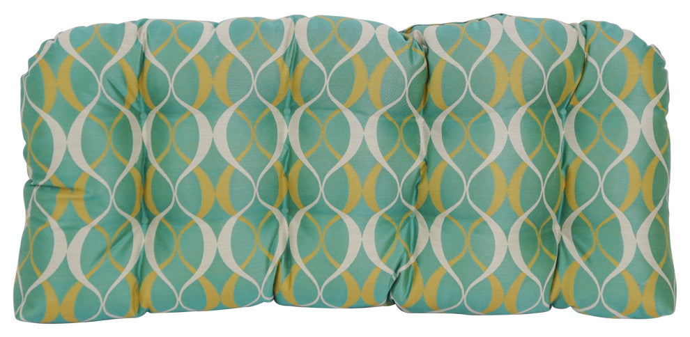 42"X19" U-Shaped Premium Outdoor Tufted Settee/Bench Cushion, Duo Seaspray