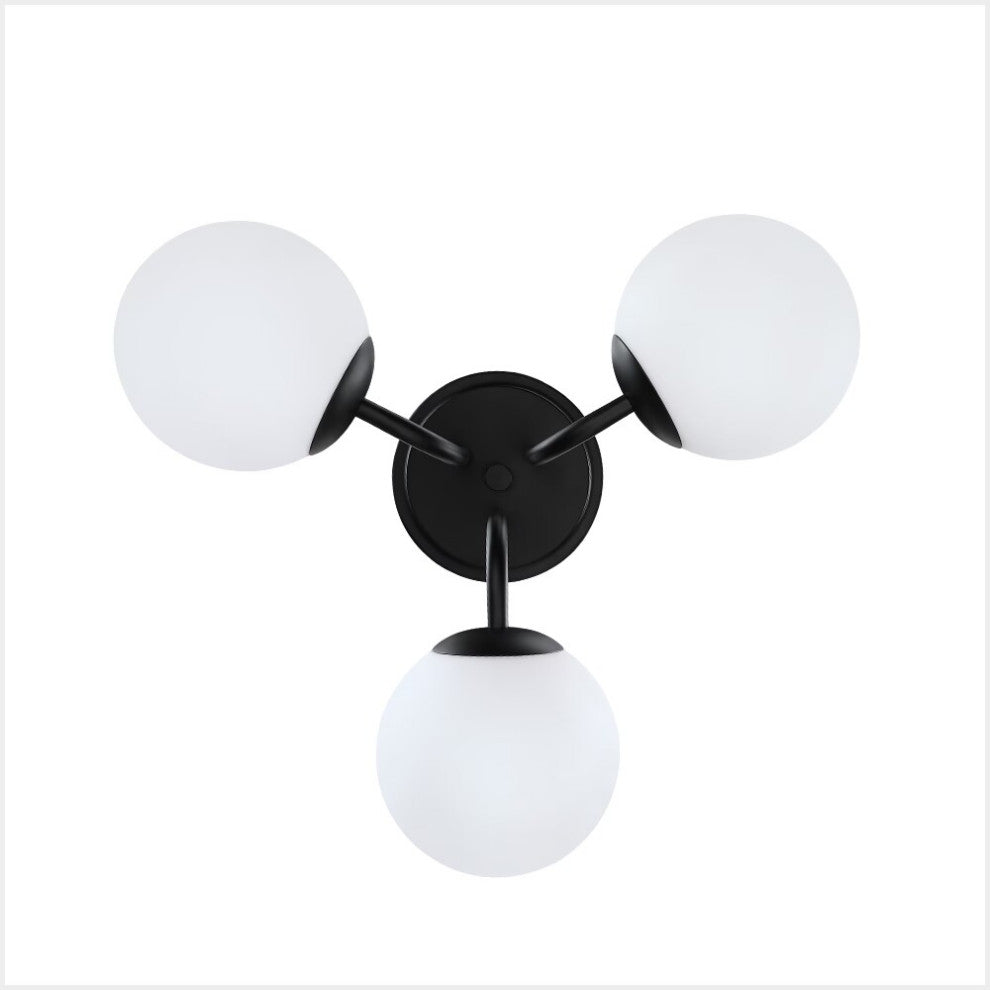 20" W 3-Light Globe Semi Flush Mount With Black Canopy