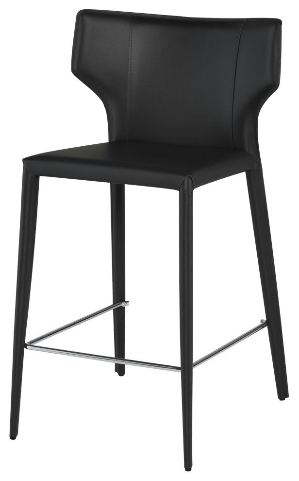 Wayne Counter Stool, Modern Leather Counter Stool, Black