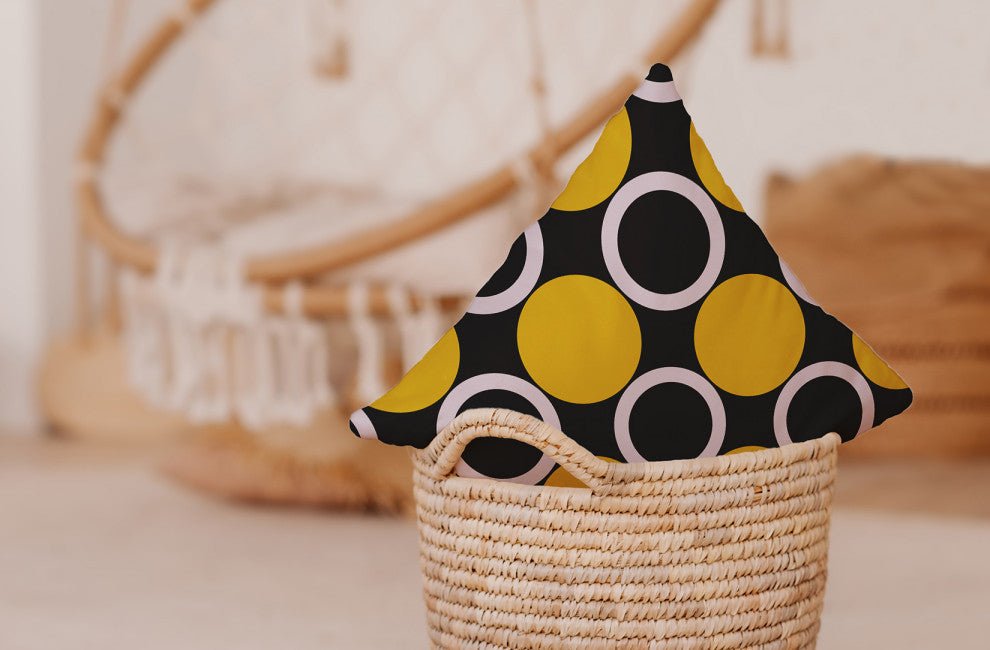 Mod Circles Indoor/Outdoor Throw Pillow, Mustard, 20"x20"