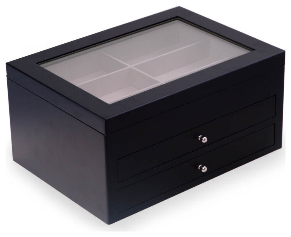 Black Wood 18 Sunglass Storage Box