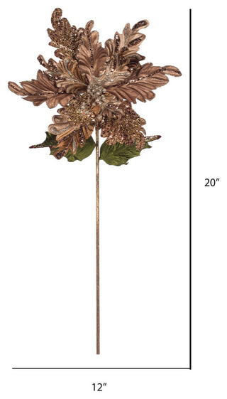 Vickerman 20" Chocolate Poinsettia 14" Flower 3/Bg