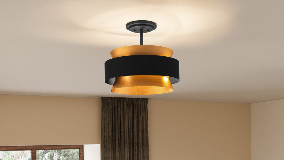 Quoizel QSF5570 3 Light 15"W Semi-Flush Ceiling Fixture - Earth Black