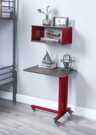 ACME Cargo Accent Table WithWall Shelf, Red