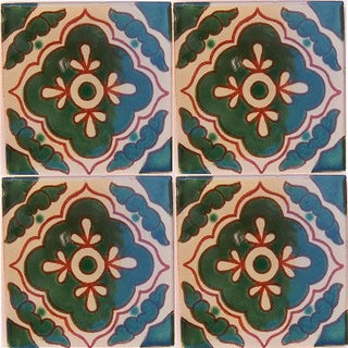 4.2x4.2 9 pcs Green Toledo Talavera Mexican Tile