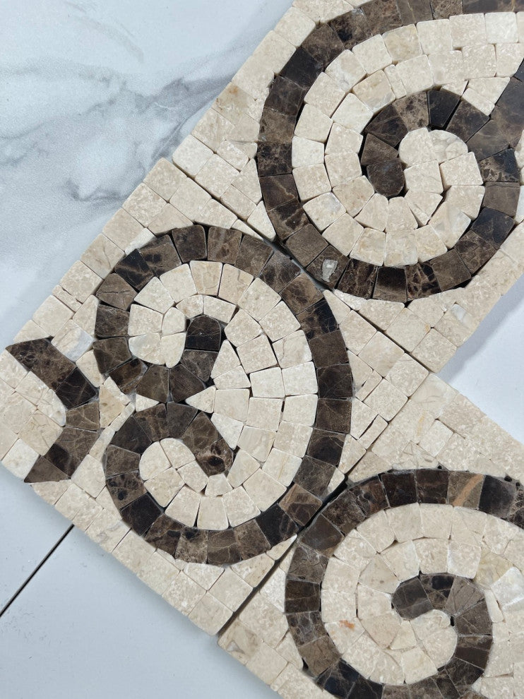 Marble Mosaic Border Bathroom Listello Tile Vine Crema 4x12 Polished, 1 piece