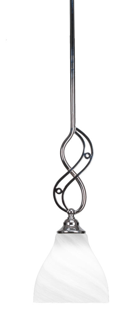 Jazz Mini Pendant In Chrome Finish With 6.25" White Marble Glass