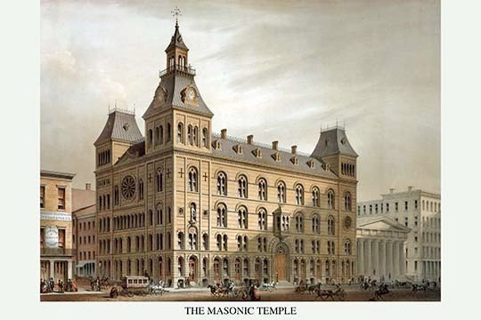 Symbols - Masonic Hall - Cincinnati, Ohio- Gallery Wrapped Canvas Art 28" x 42"