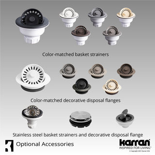 Karran Undermount Quartz 32" 60/40 Double Bowl Kitchen Sink Kit, Grey