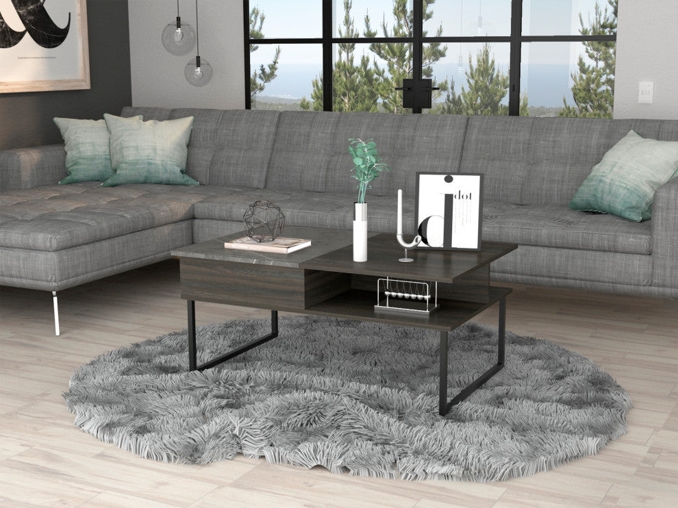 Dayton 18-inch Tall Lift Top Coffee Table, Carbon Espresso / Onyx