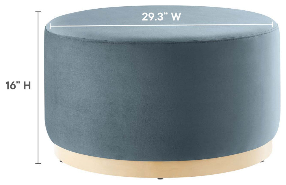 Tilden Large 29" Round Performance Velvet Upholstered Ottoman