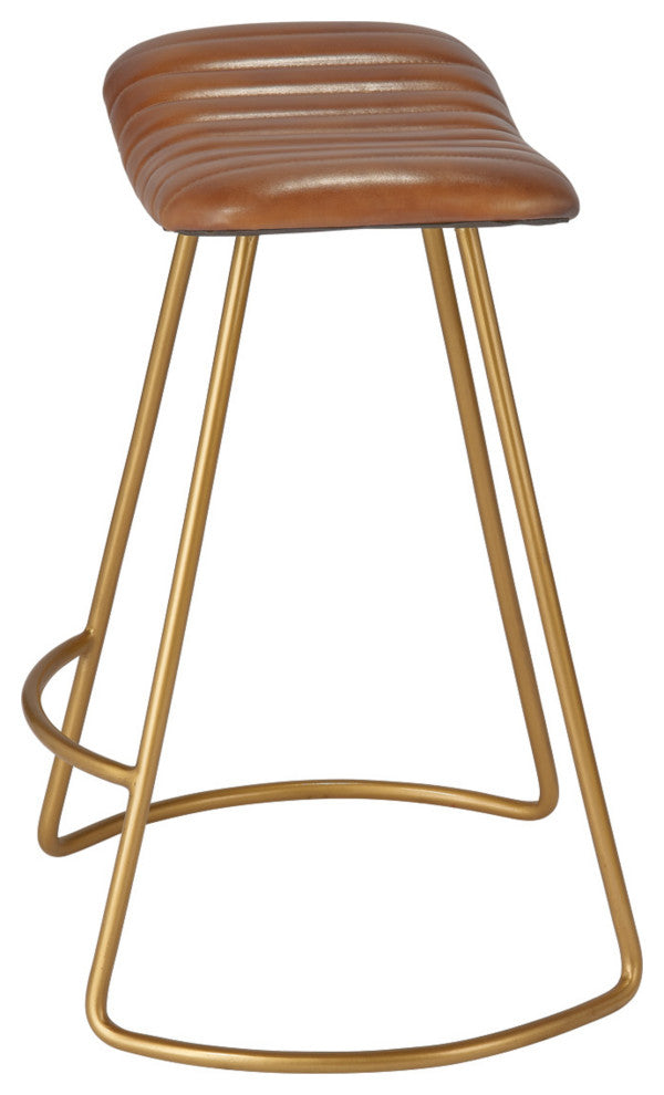 Theo Leather Counter Stool, Brown