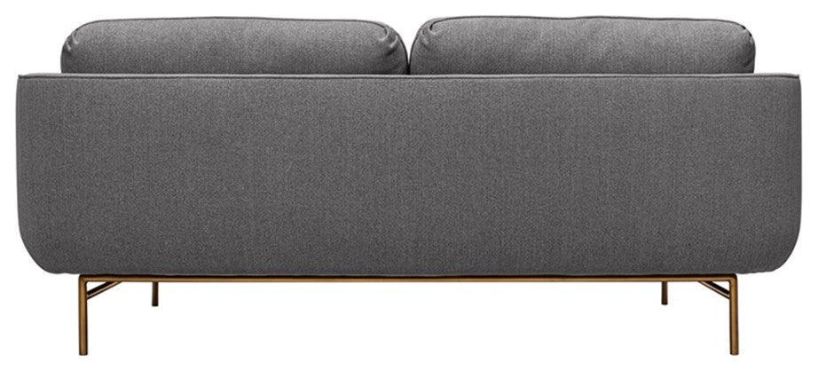 Armen Living Lilou 77" Fabric & Metal Sofa in Gray/Antique Brass