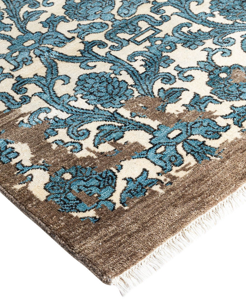 Ikat One-of-a-Kind Hand-Knotted Area Rug Ivory, 9' 2" x 12' 1"