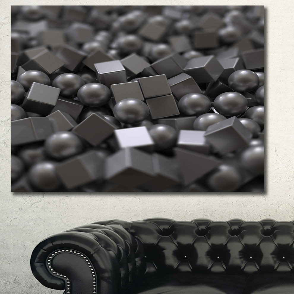 Balls and Cubes 3D Design, Abstract Canvas Art Print, 40"x30"