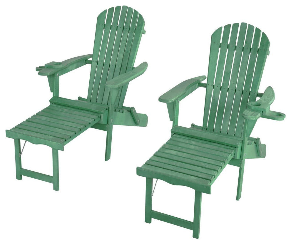 Oceanic Adirondack Chaise Foldable Chair, Sea Green, 2 Chairs