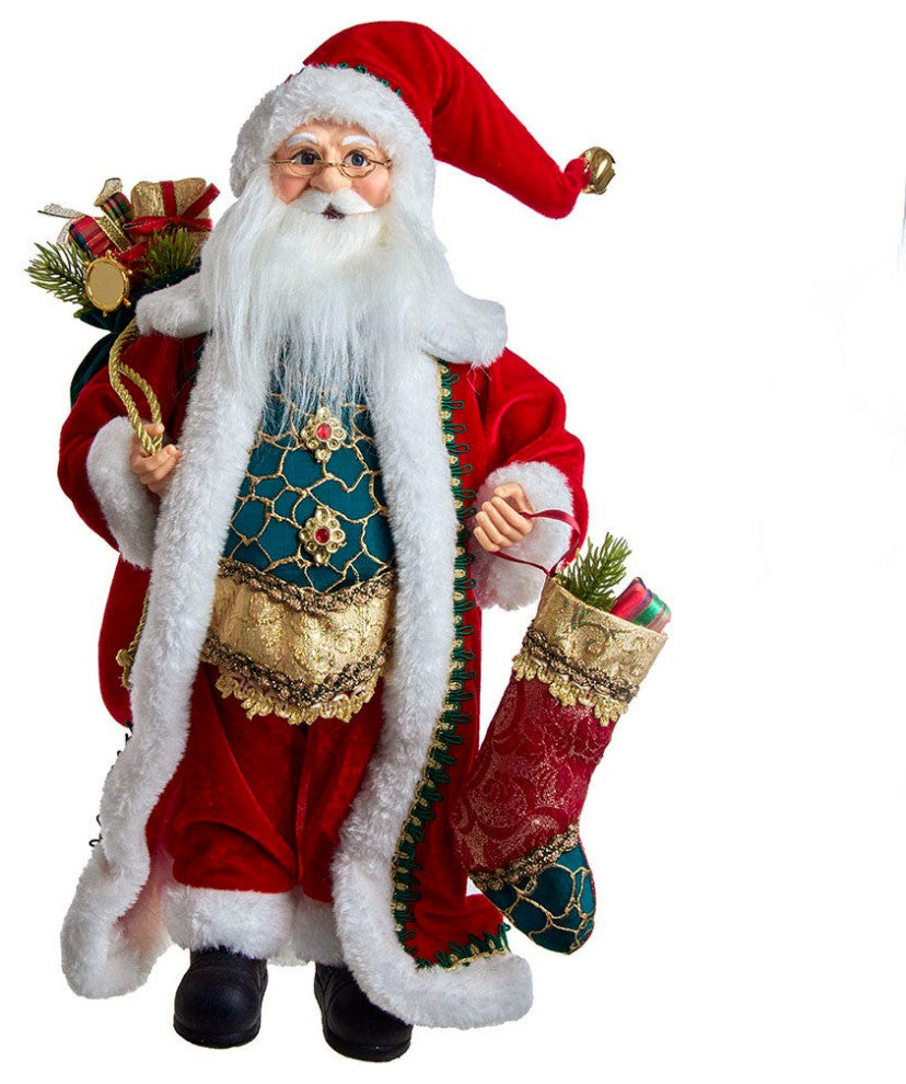 Kurt Adler 17" Kringle Klaus Fancy Santa With Stocking