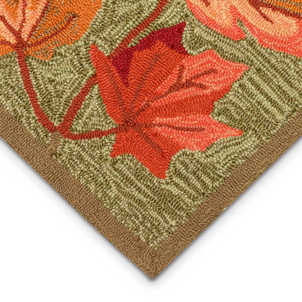 Ravella Falling Leaves Border Indoor/Outdoor Rug Moss 2'x3'