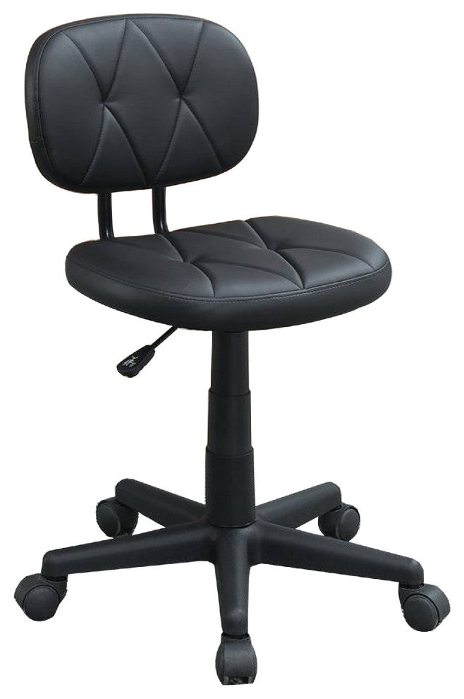 Office Chair with Adjustable Height and Diamond Stitch, Black