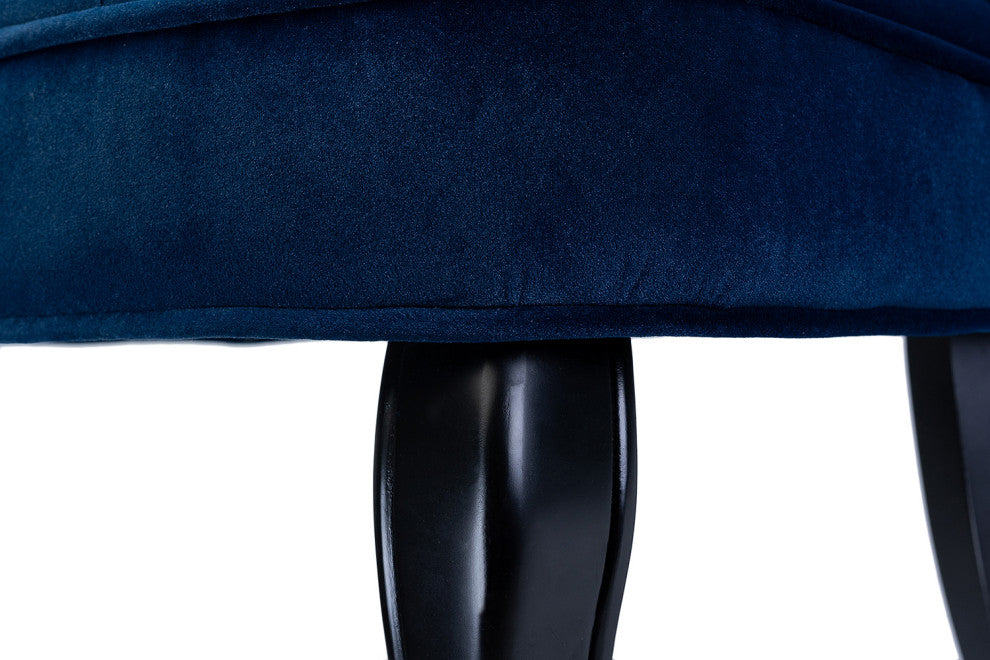 Upholstered Accent Chair With Tufted Back, Set of 2, Navy