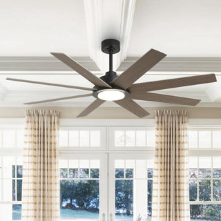 60-inch Industrial 8-Blades Black LED Ceiling Fan with Remote