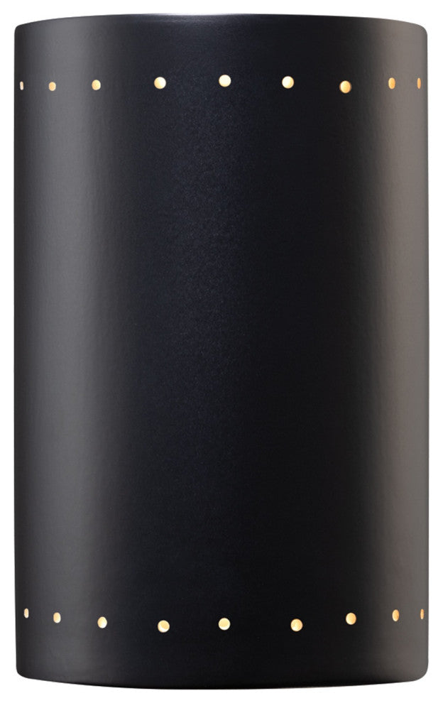 Ambiance ADA Outdoor Large Ceramic Cylinder Wall Sconce, Carbon Matte Black, LED