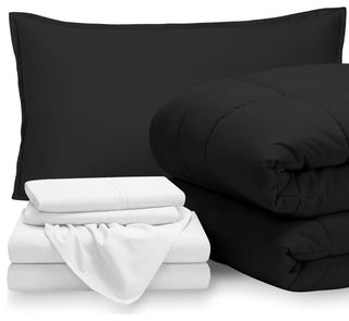 Bare Home 5-Piece Twin XL Bed-in-a-Bag, Black/White
