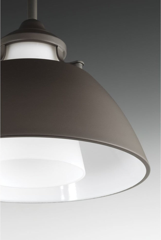 Carbon 1-Light Pendant with Metal Shade, 11"