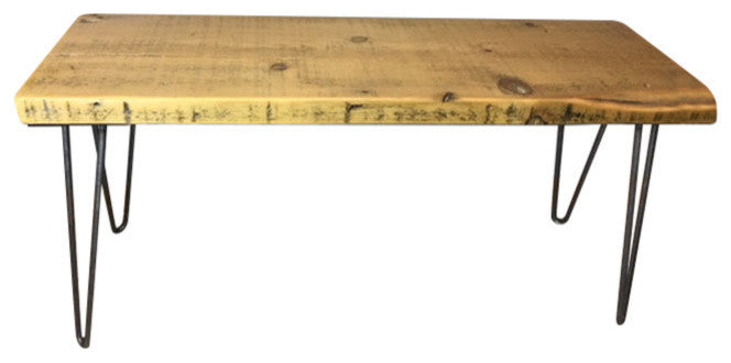 Wooden Bench Hairpin Reclaimed Wood, 12x48x18, Clear Coat