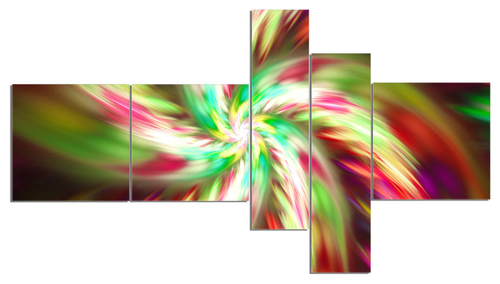 Exotic Multi Color Flower Petal Dance, Floral Canvas Print, 60"x32", 5 panels
