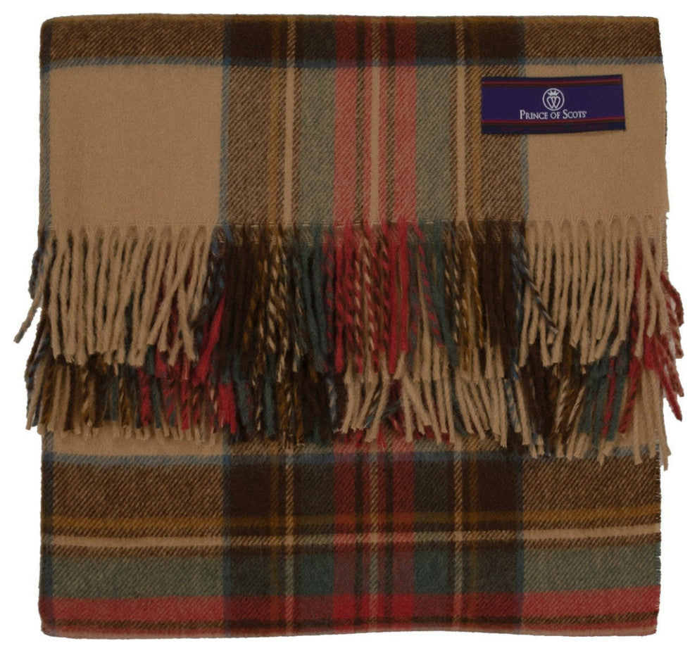 Prince of Scots Highland Tweed Merino Wool Throw, Antique Dress Stewart