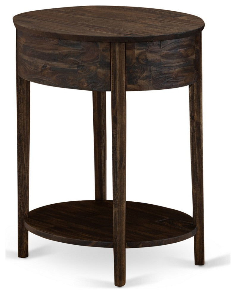 Small End Table, 1 Wood Drawer, Stable, Sturdy Constructed Distressed Jacobean