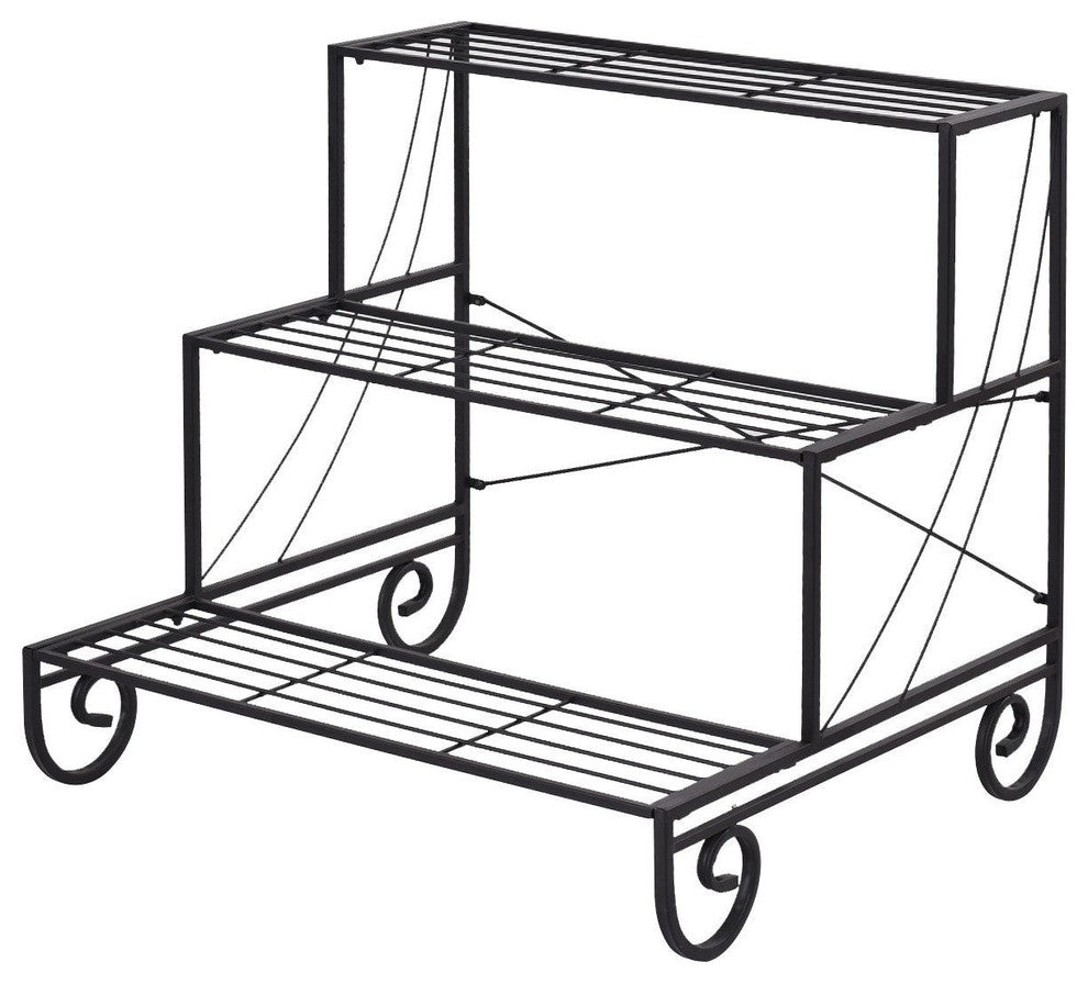 Modern 3-Tier Outdoor Metal Garden Planter Holder Shelf