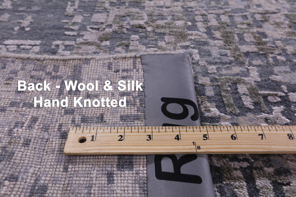 Wool and Silk Modern Handmade Rug 8' 11" X 12' 4" Q8647