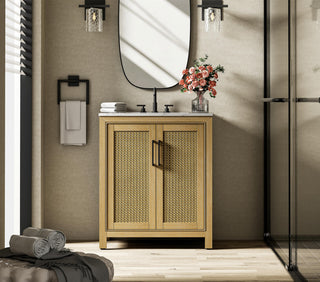 Home Living 30" Single Bathroom Vanity, Linen Oak
