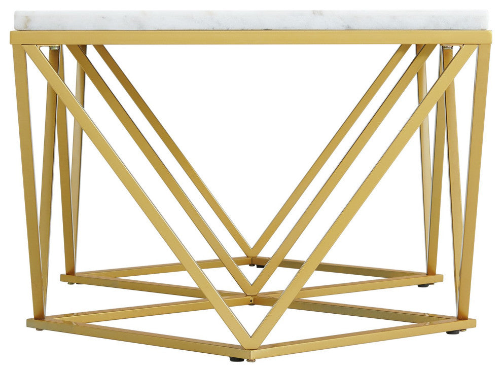 Riko Rectangular Coffee Table WithGold Metal Leg