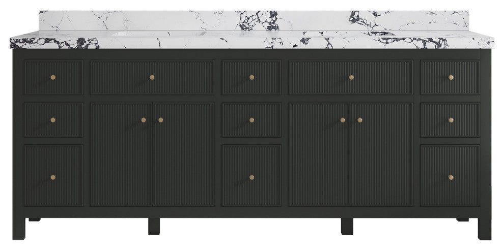 Sonoma 84" Double Sink Bath Vanity in Black Top, 2" Viola Night