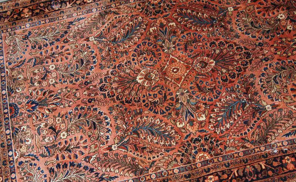 Handmade Antique Persian Sarouk Rug, 3.6'x5.5', 110cmx167cm 1920s