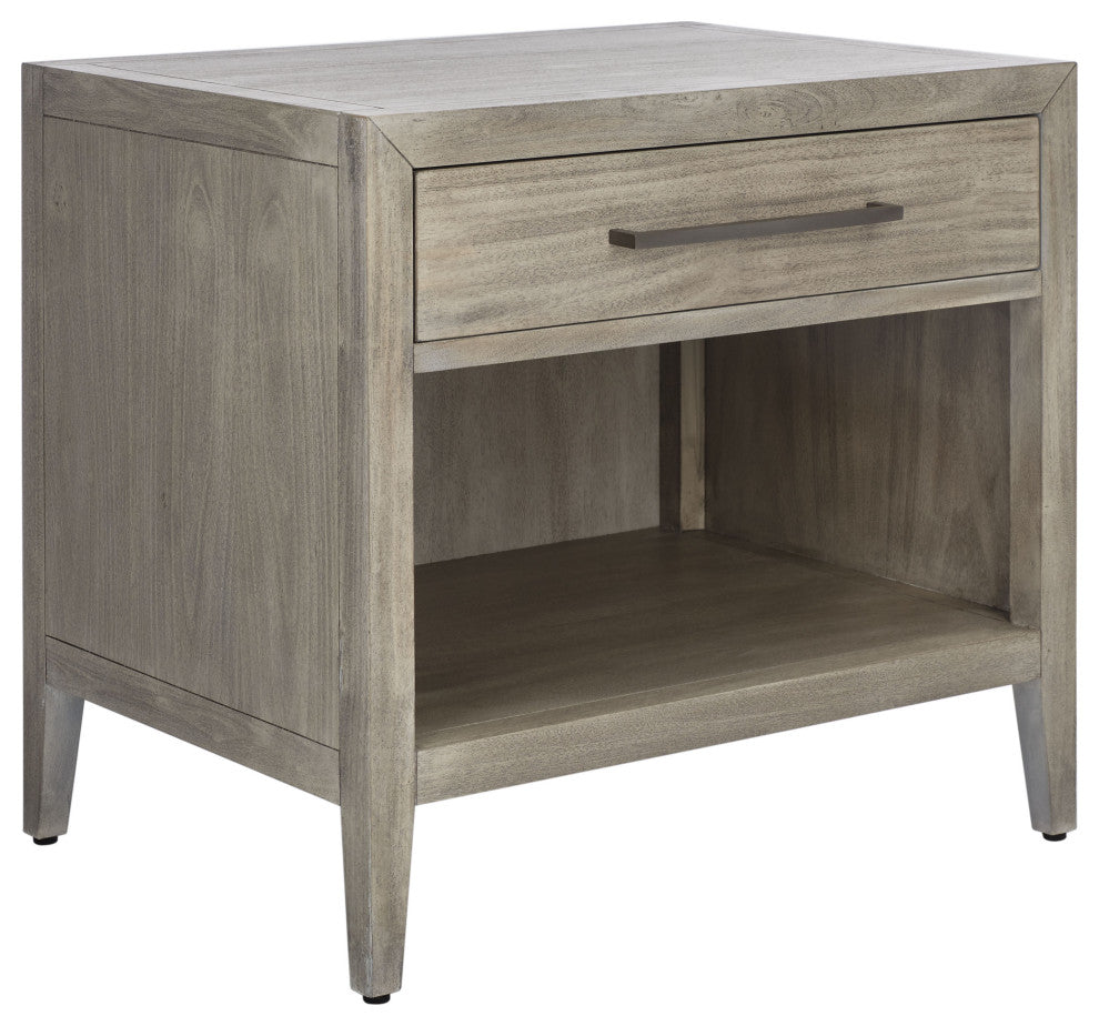 Safavieh Couture Ariella 1 Drawer Wood Nightstand, Light Grey