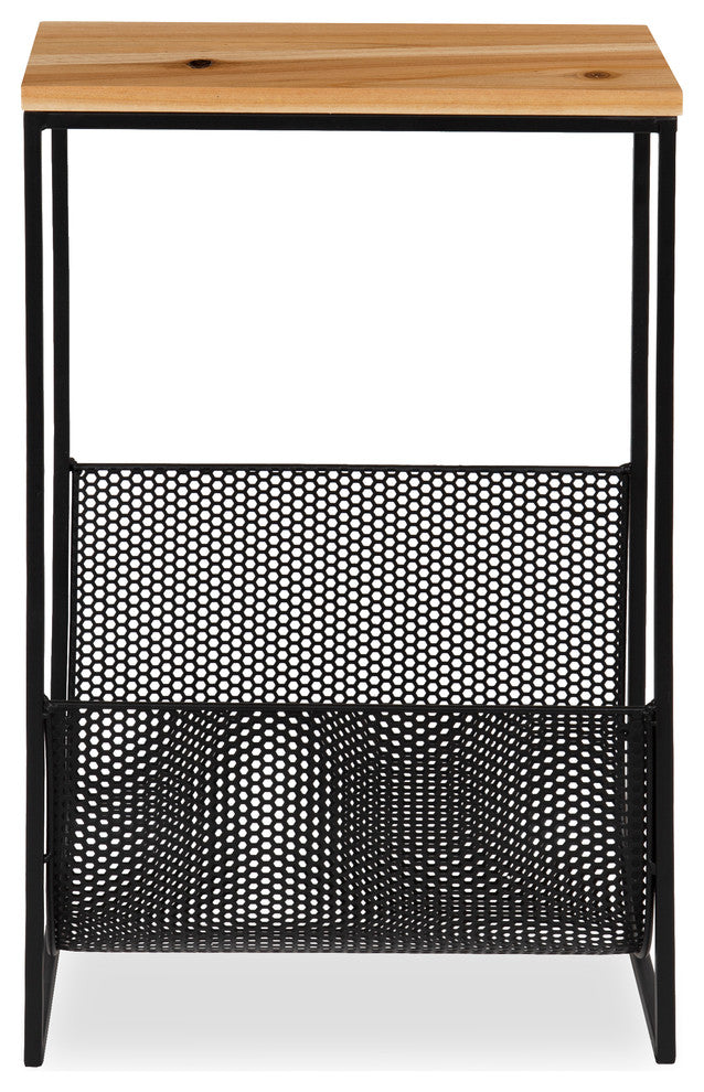 Galen End Table With Magazine Rack, Rustic Brown 14.75X8X24
