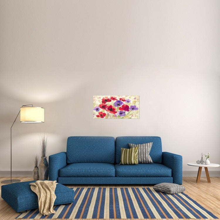"Campo in Primavera" Stretched Canvas Giclee by Luigi Florio, 36x18"